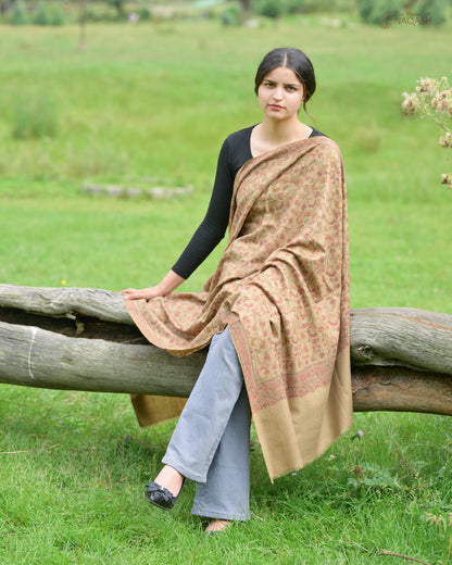 Royal Heritage Sozni Jaalidaar Hand-Embroidered GI Pashmina Shawl