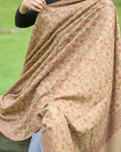 Royal Heritage Sozni Jaalidaar Hand-Embroidered GI Pashmina Shawl