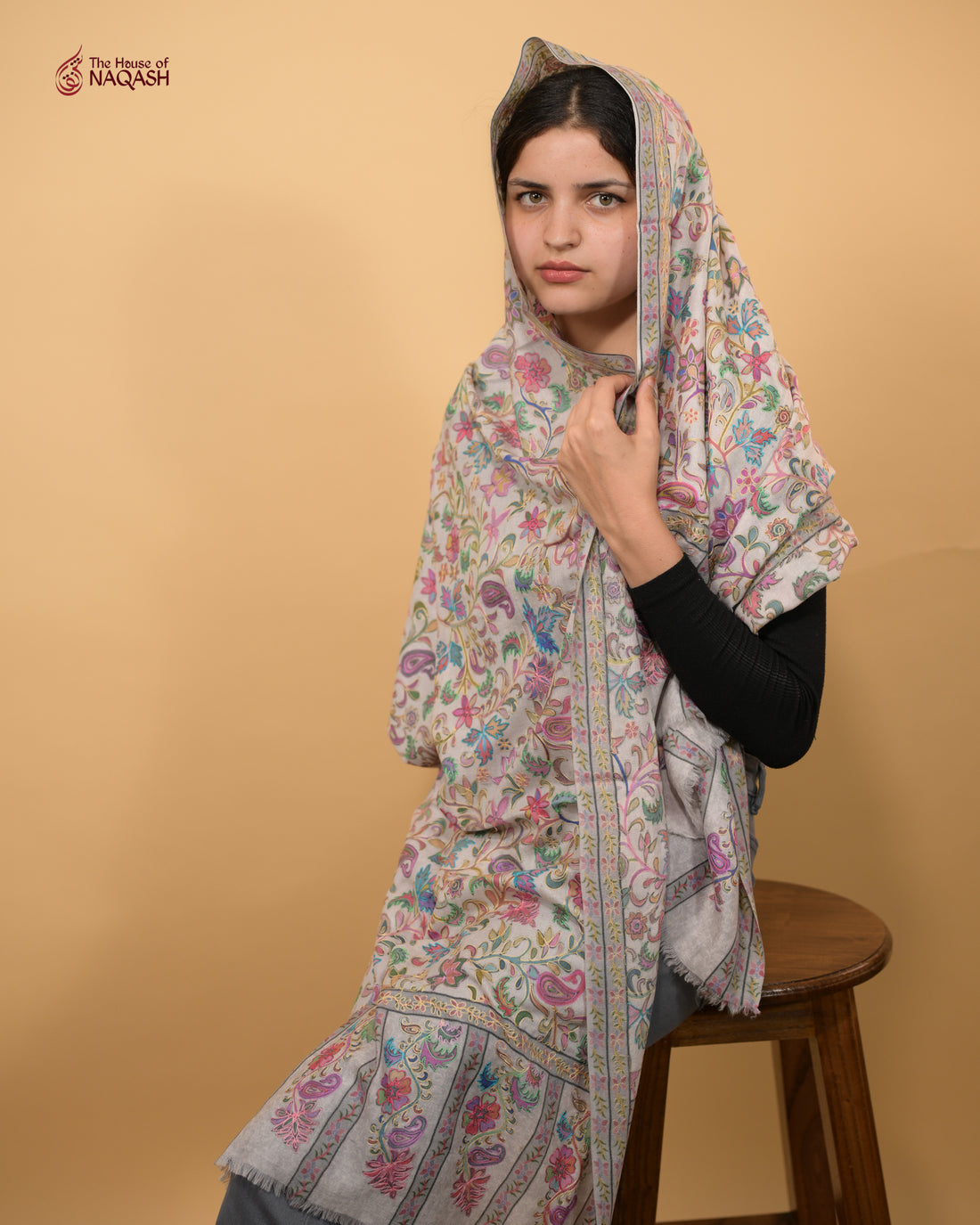 Elysian Bloom Kalamkari Stole