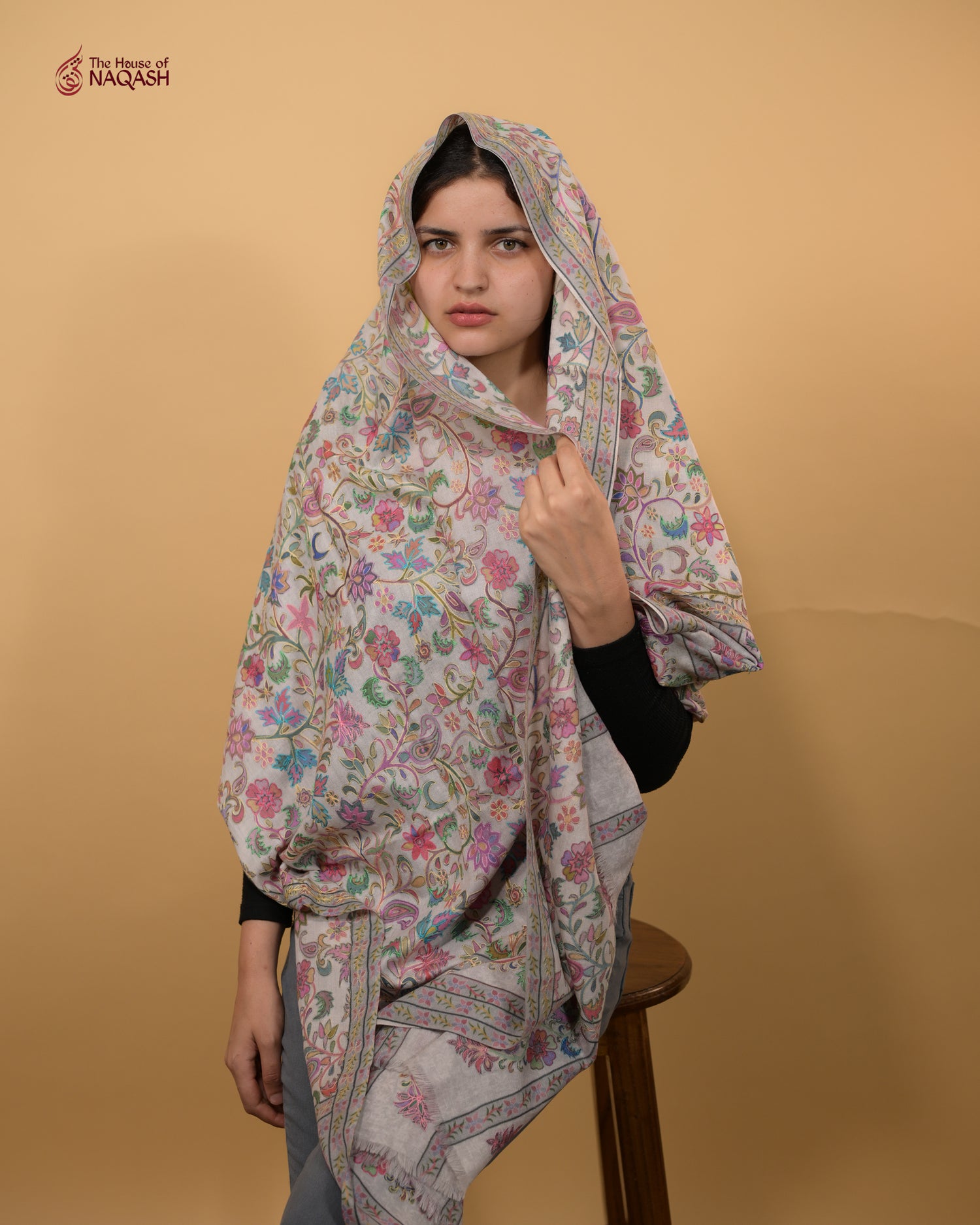 Elysian Bloom Kalamkari Stole
