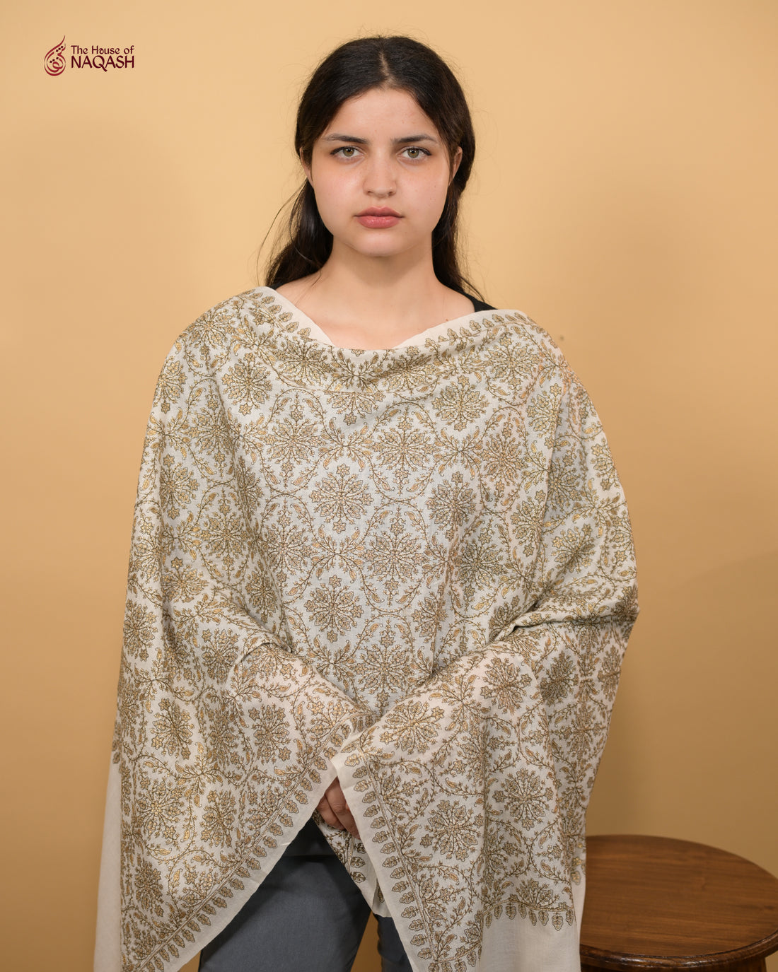 Gold Zari Jaaldar Charm Stole