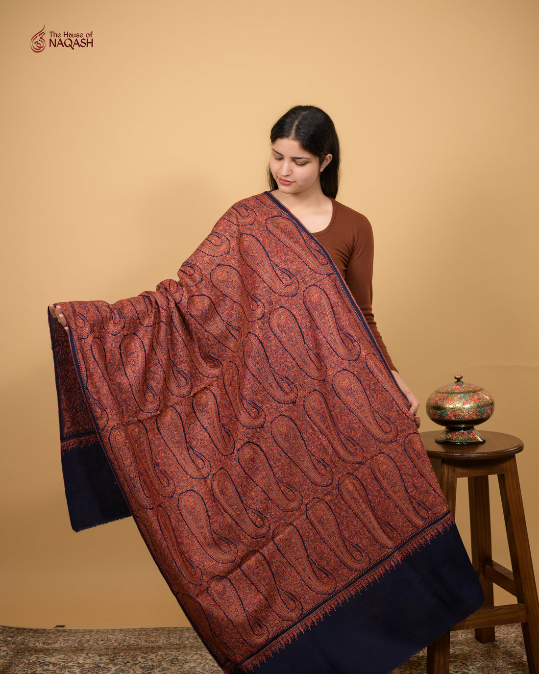 Imperial Ember Jamawar Woolen Shawl