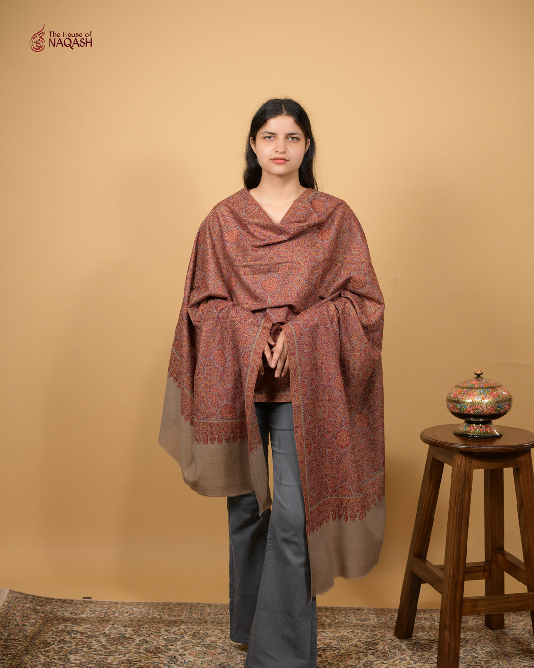 Ethereal Horizon Jamawar Woolen Shawl
