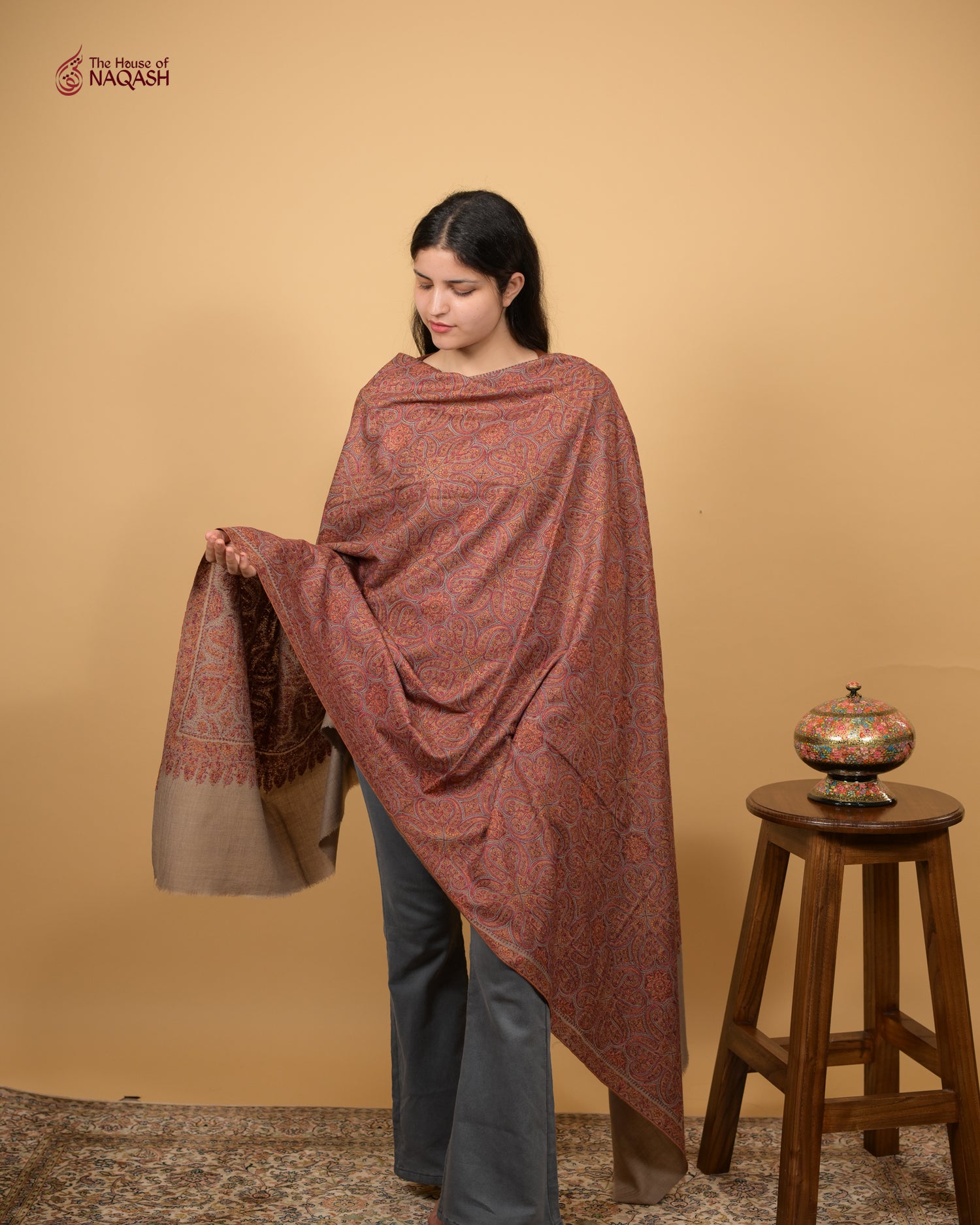 Ethereal Horizon Jamawar Woolen Shawl