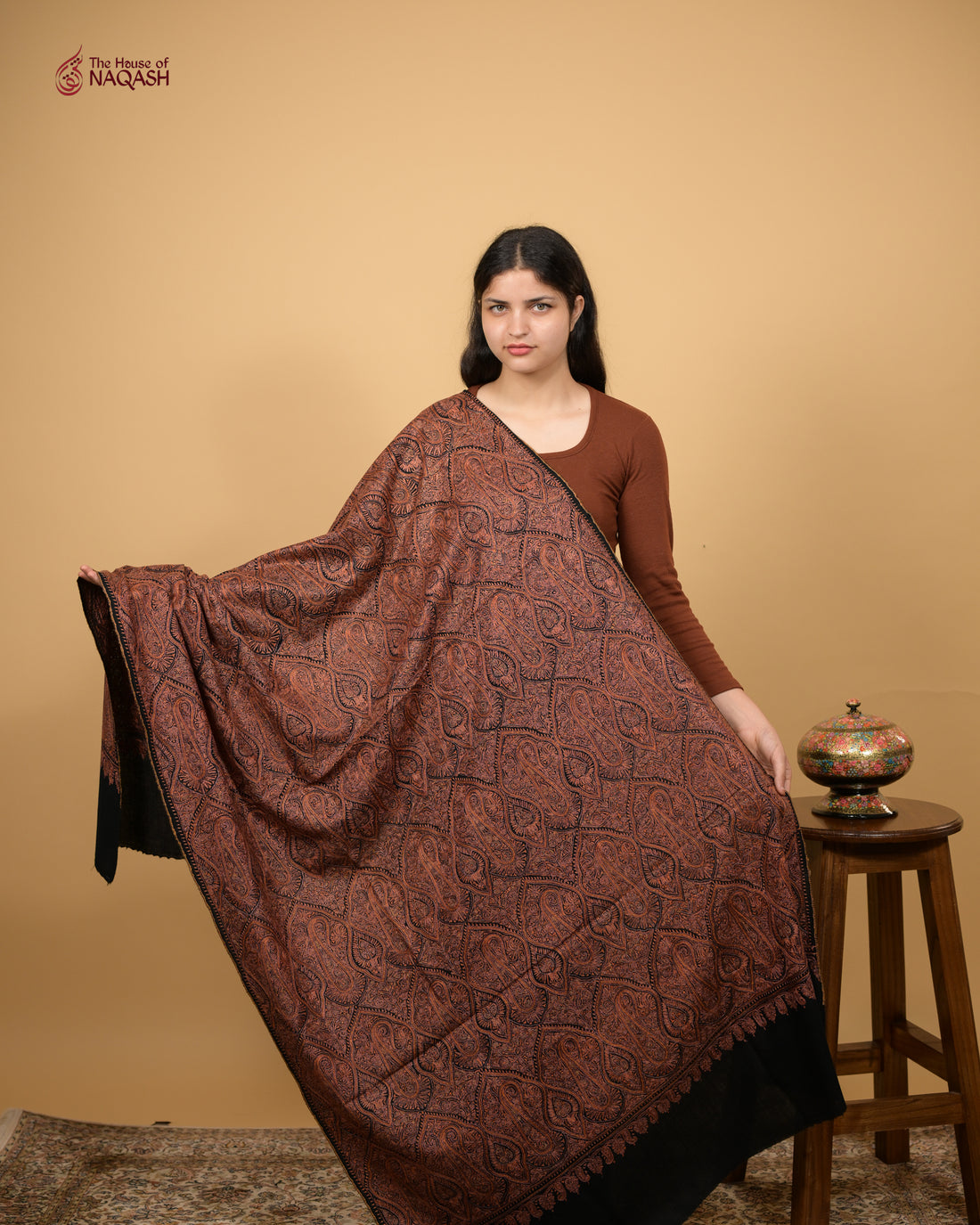 Noir Reverence Jamawar Woolen Shawl