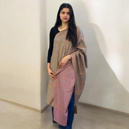 Color Flip Reversible  Sozni Jaalidaar Hand-Embroidered GI Pashmina Shawl