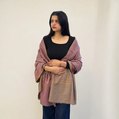 Color Flip Reversible  Sozni Jaalidaar Hand-Embroidered GI Pashmina Shawl