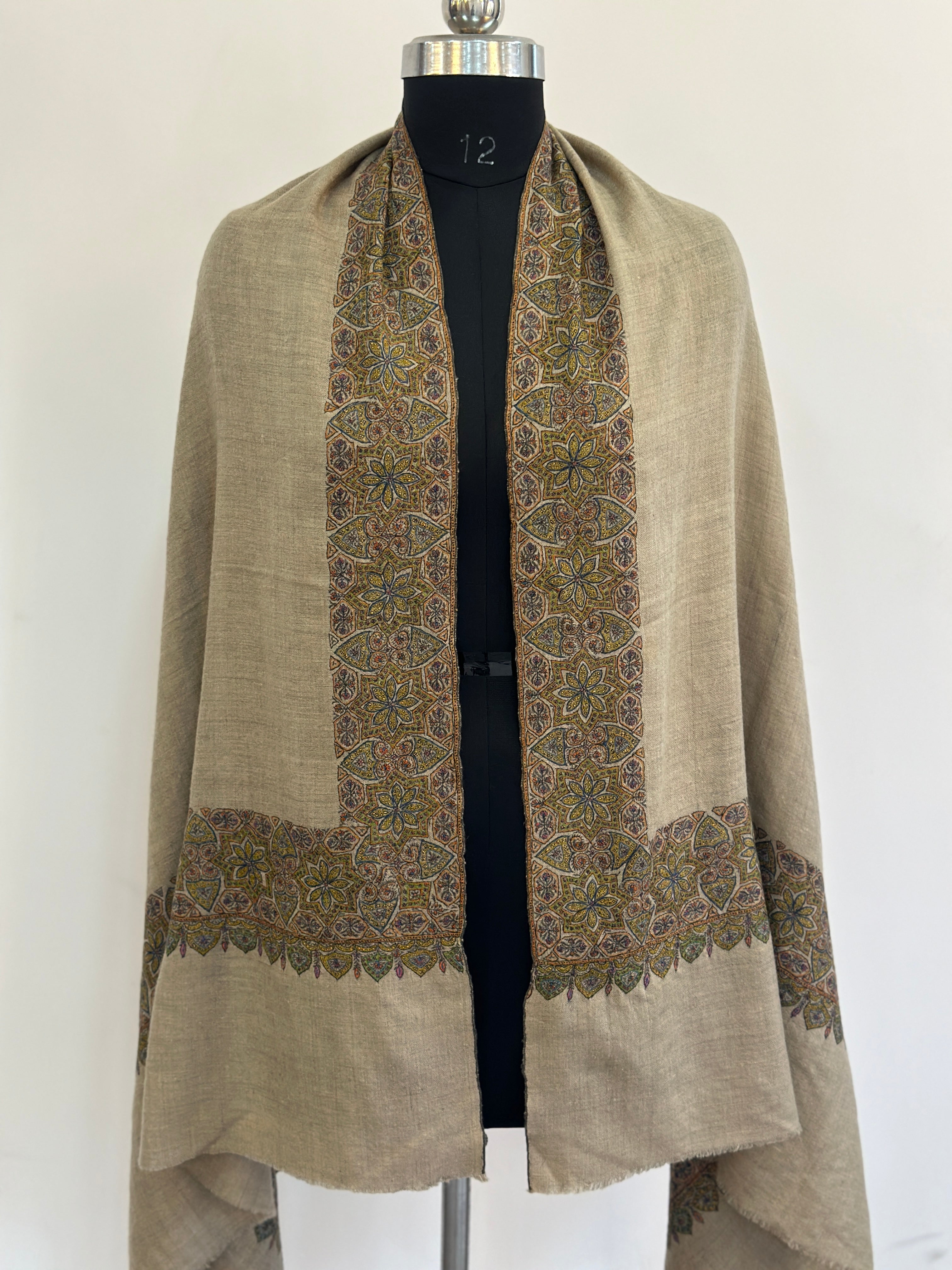 Ecru Sozni Pashmina Wrap