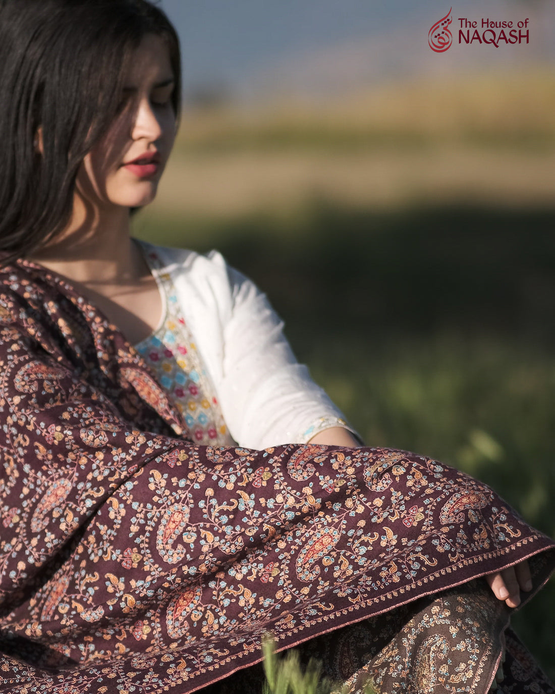 Dual-Texture Semi GI Pashmina Shawl Reversible