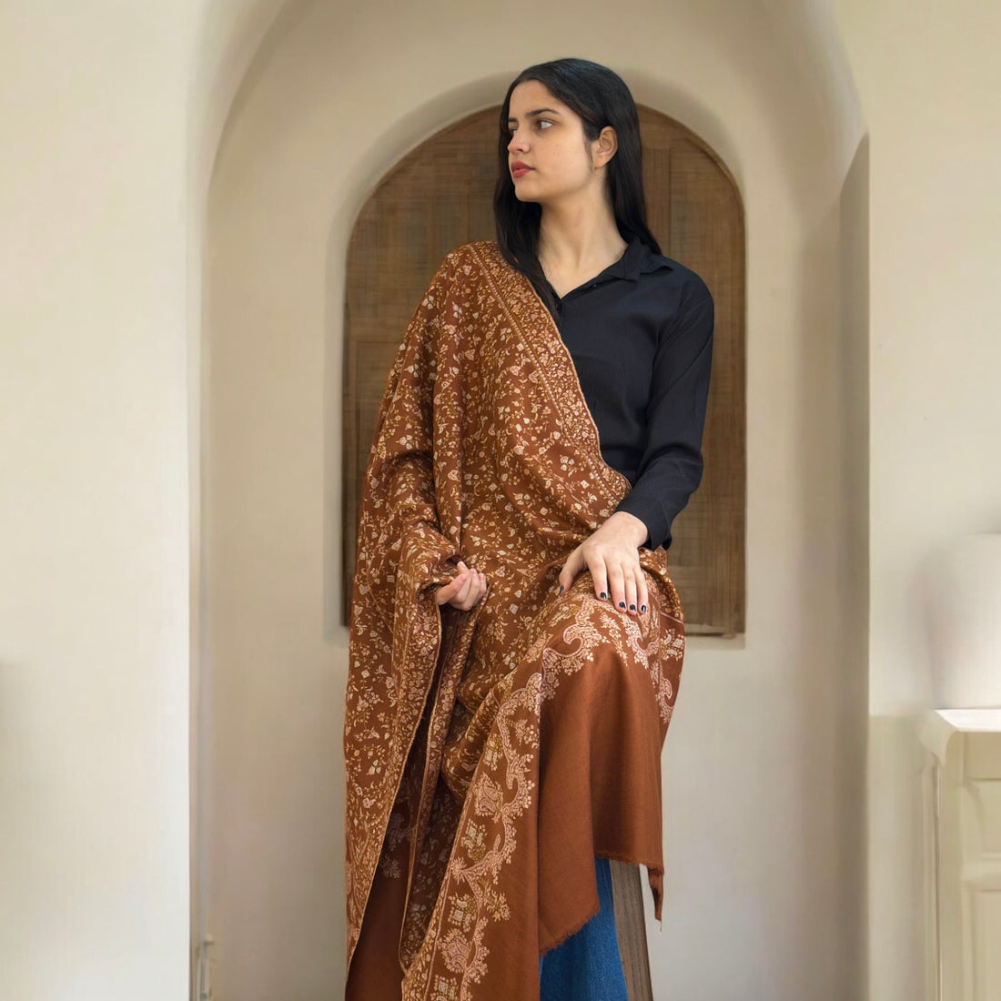 Russet Dusk GI Pashmina Shawl