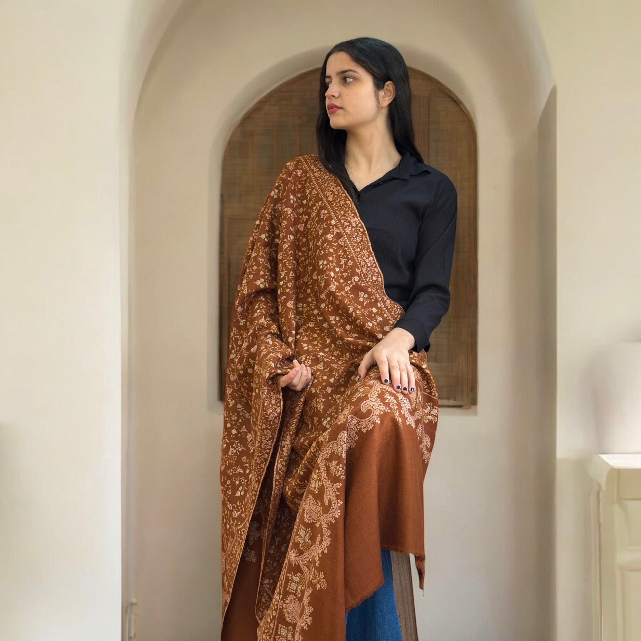 Russet Dusk GI Pashmina Shawl