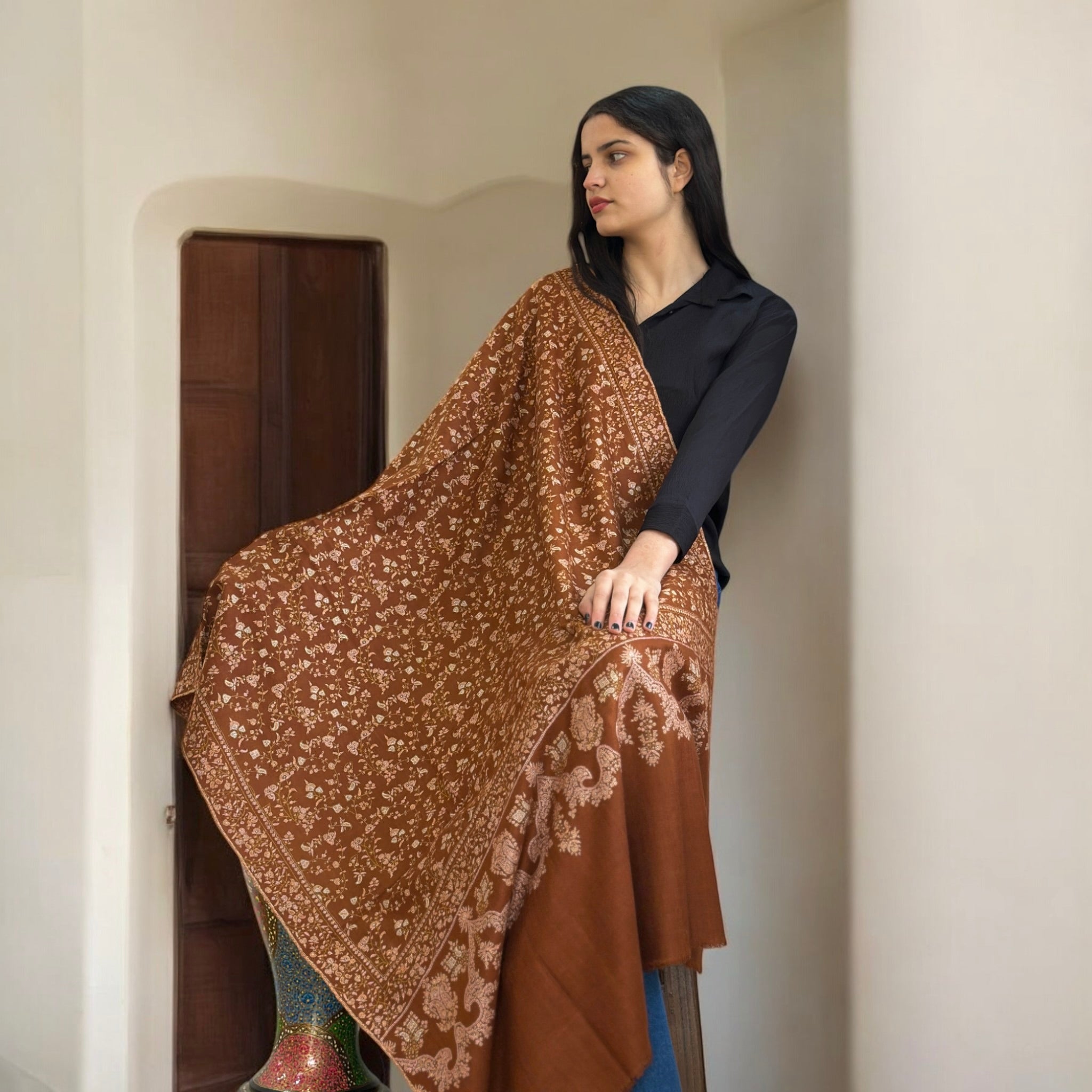 Russet Dusk GI Pashmina Shawl