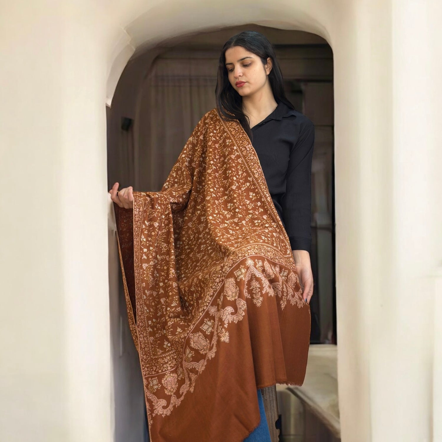 Russet Dusk GI Pashmina Shawl