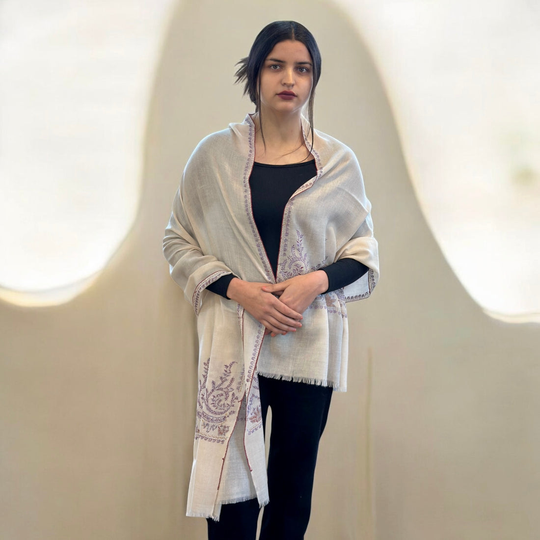 Ethereal White Handwoven Pashmina