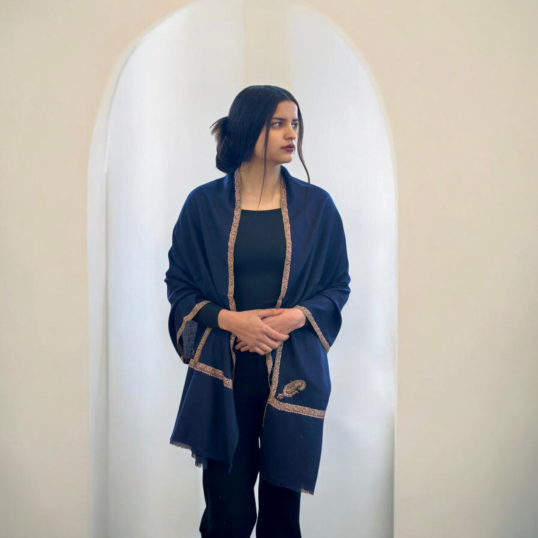 Silver Mist Hashidar Pashmina Stole