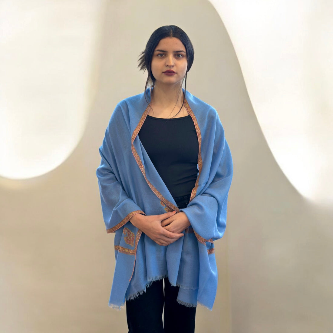 Azure Breeze Hashidar Pashmina Stole