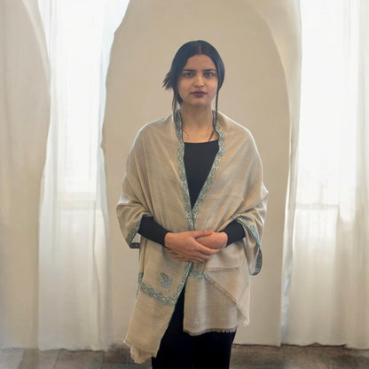 Eternal Ivory Hashidar Pashmina Stole