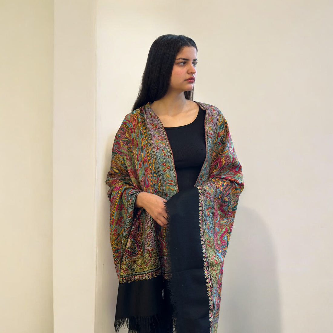 Shab-e-Rang Hand Embroidered Sozni Jamawar Shawl