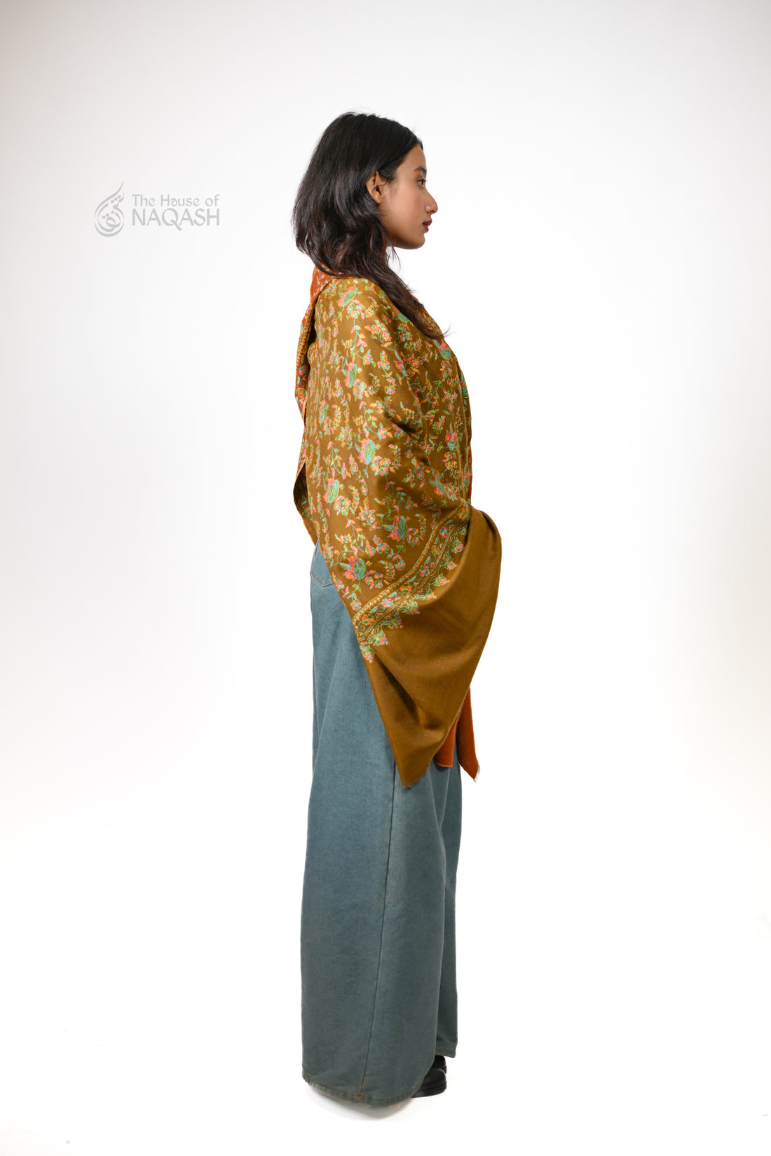 Flipside Elegance Reversible Sozni Jaalidaar Hand-Embroidered GI Pashmina Shawl