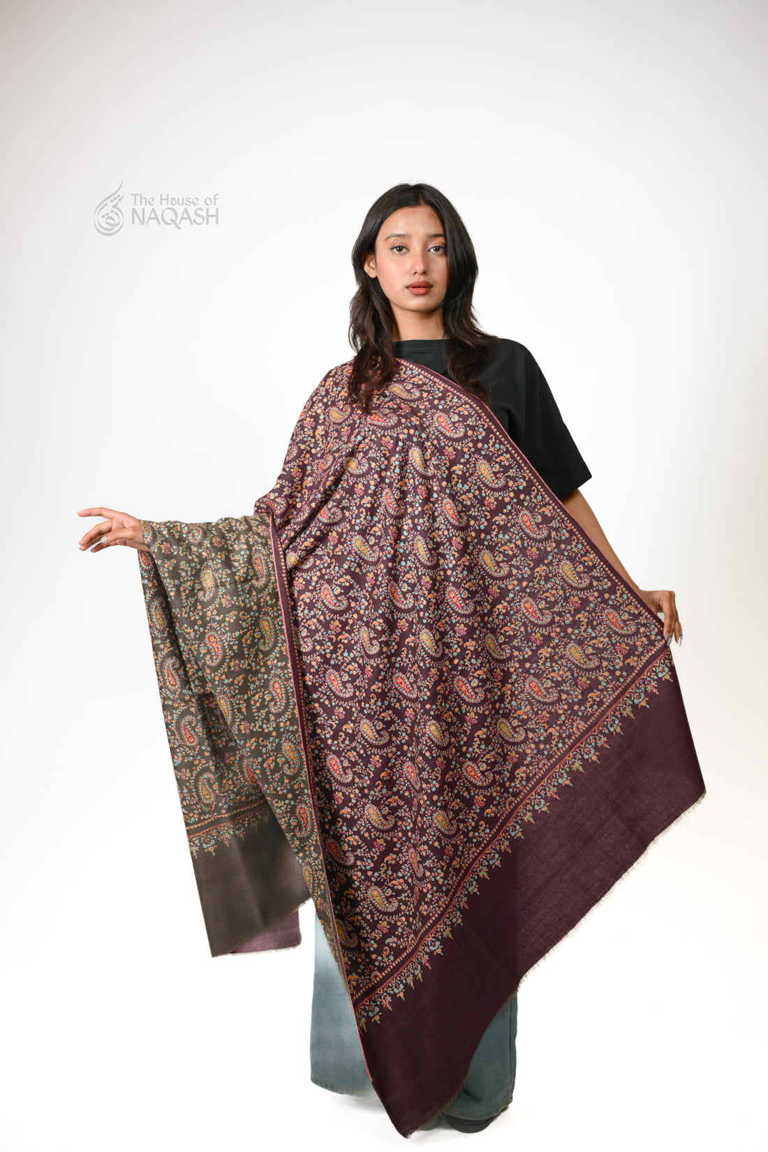 Dual-Texture Semi GI Pashmina Shawl Reversible