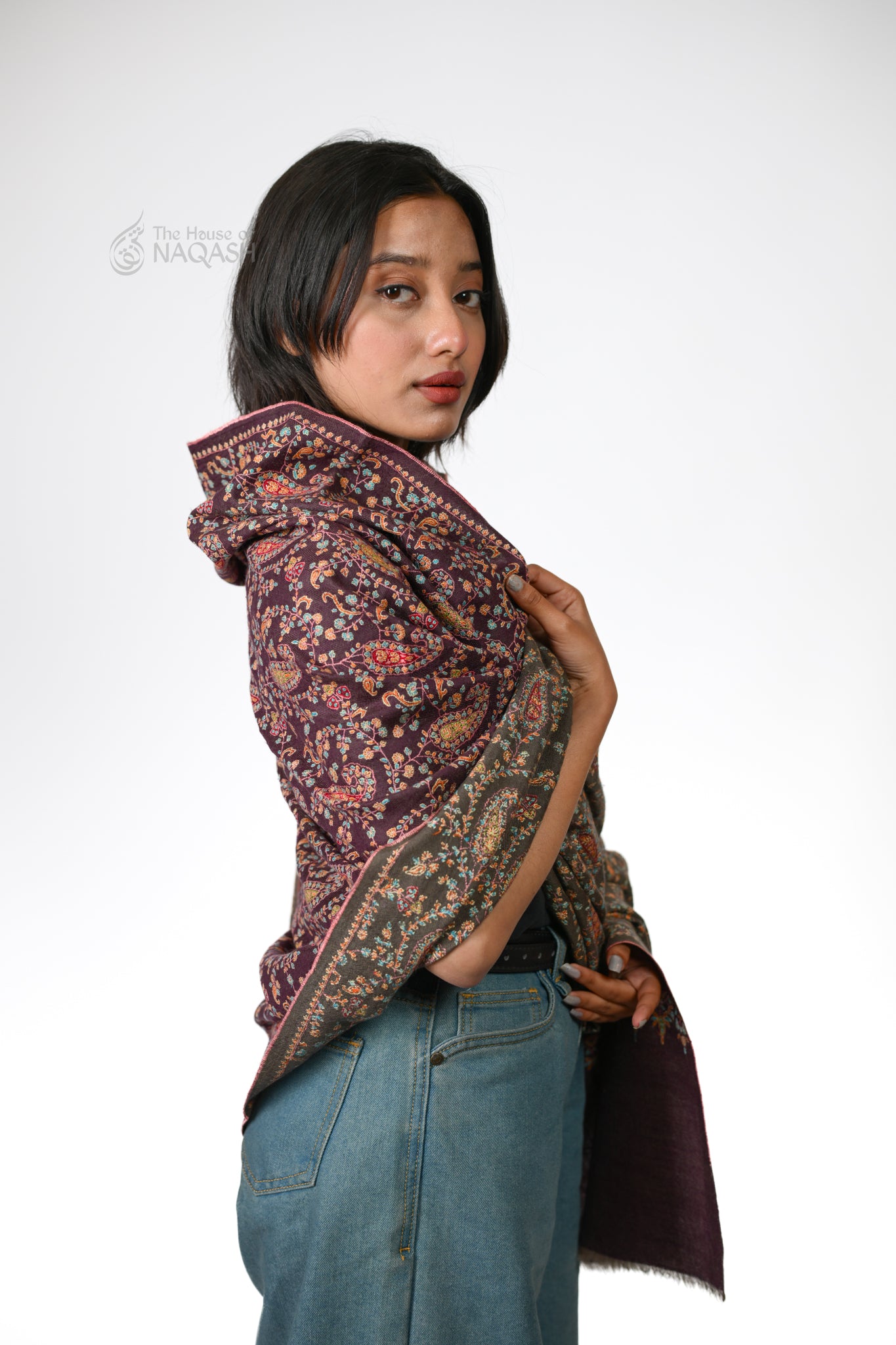 Dual-Texture Semi GI Pashmina Shawl Reversible