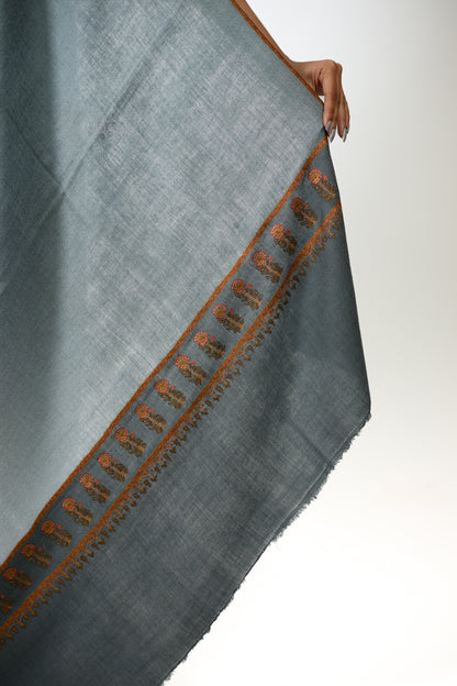 Palledar Floral Sozni Hand Embroidered GI Pashmina Shawl