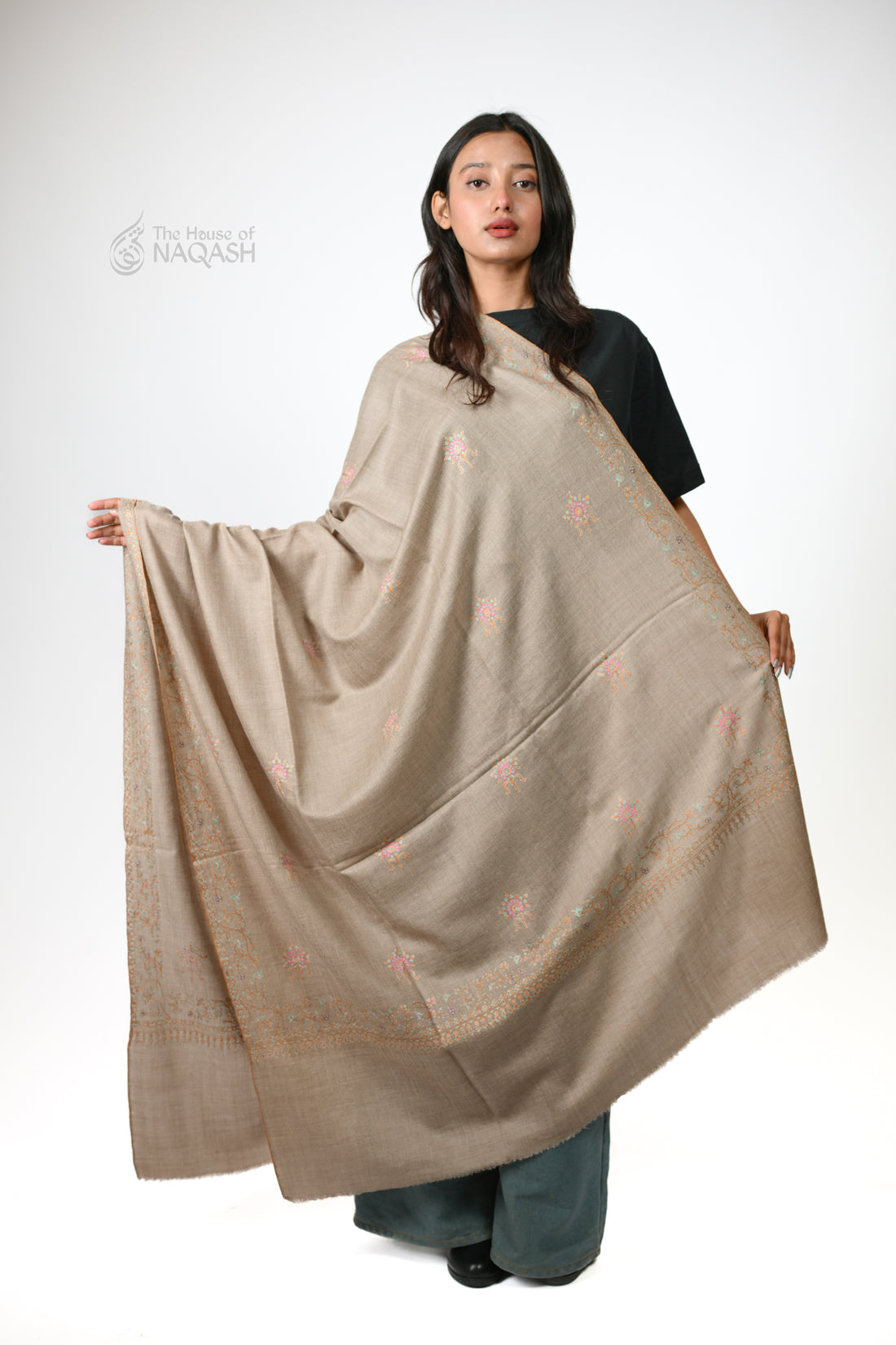 Neutral Opulence GI Pashmina Shawl