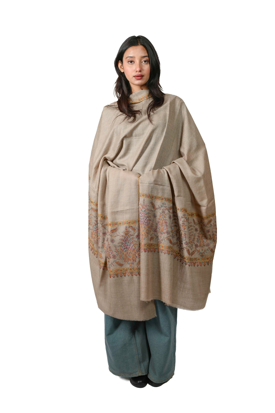 Beige Bliss GI Pashmina Shawl