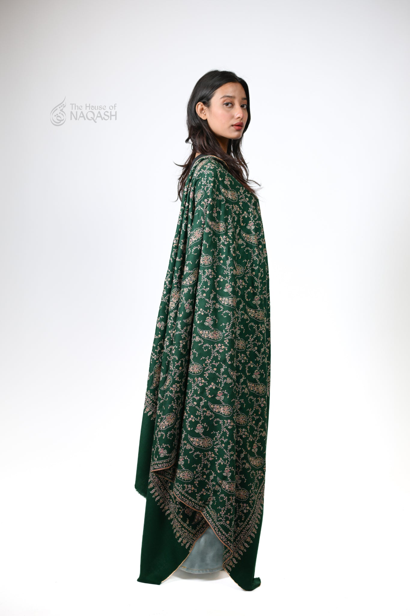 Hara Jaal Hand Embroidered Sozni Shawl