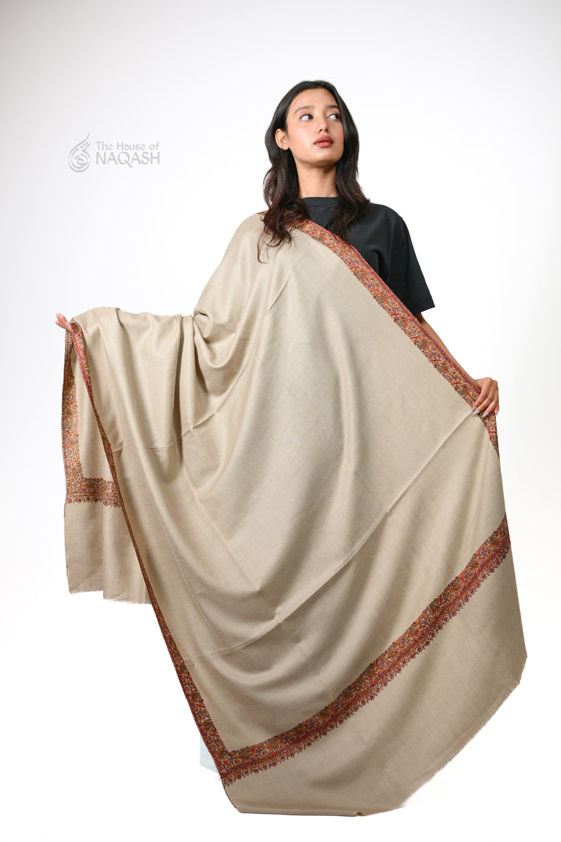 Mocha Silk Wrap GI Pashmina Shawl