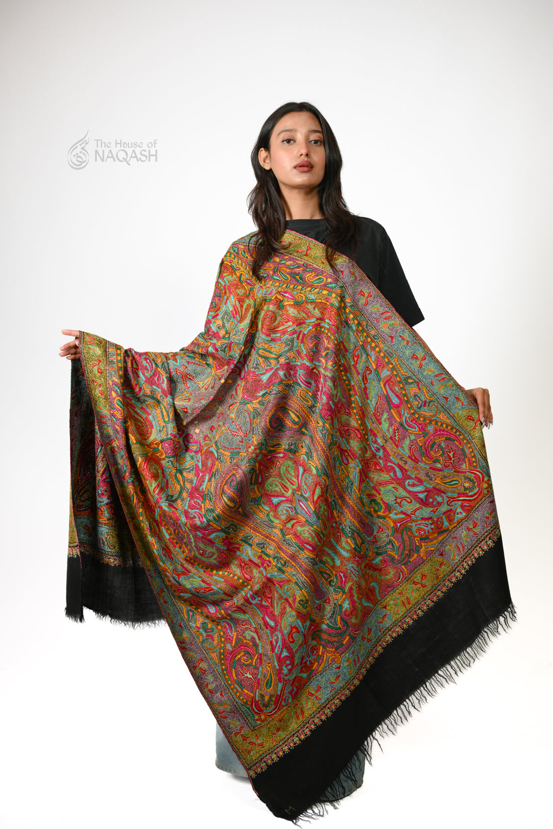Shab-e-Rang Hand Embroidered Sozni Jamawar Shawl
