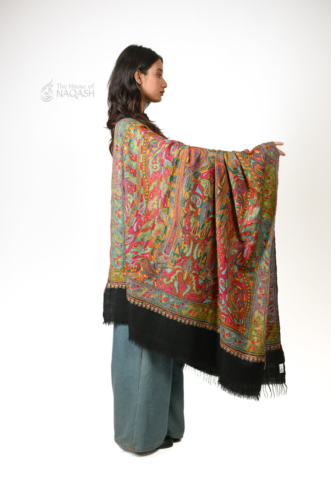 Shab-e-Rang Hand Embroidered Sozni Jamawar Shawl