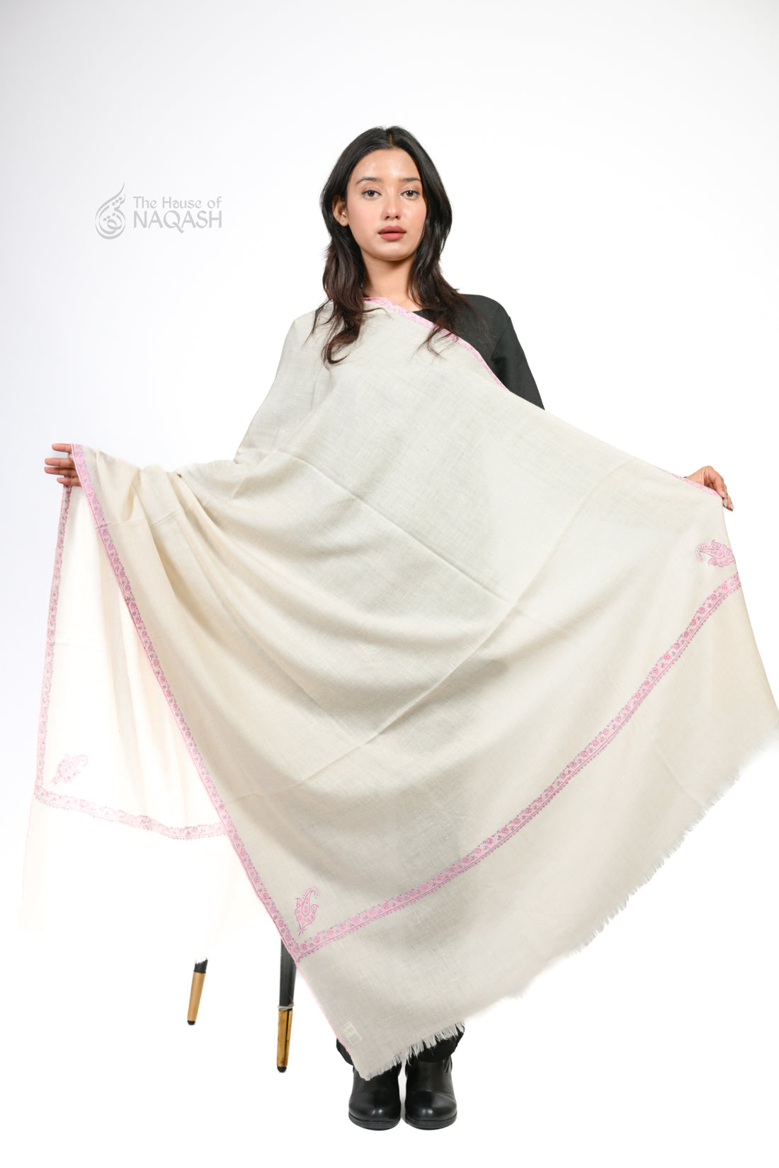 Ivory Blossom Pashmina Shawl