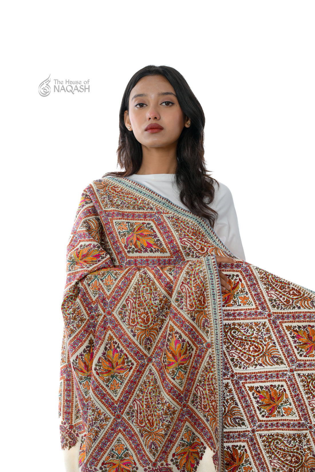 Heera Chaman Hand Embroidered Sozni Jamawar Shawl