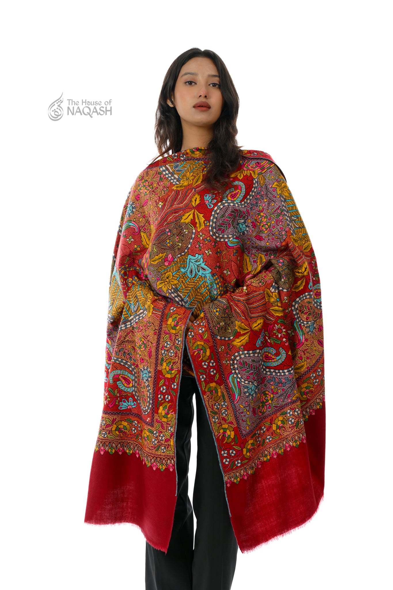 Shahi Gulzar Hand Embroidered Sozni Jamawar Shawl