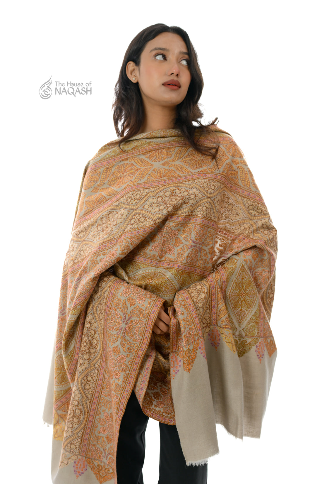 Fitrat Bahar Hand Embroidered Sozni Jamawar Shawl