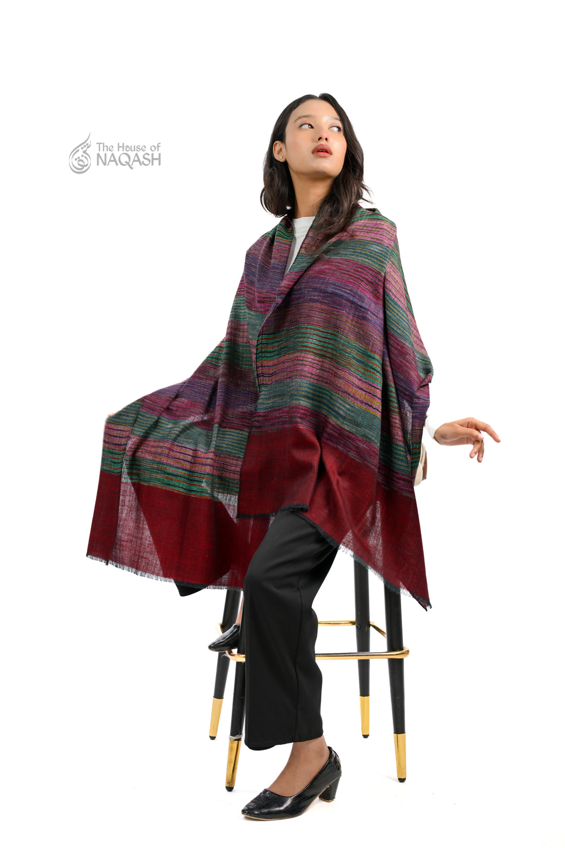 Burgundy Striped Ensemble Wrap