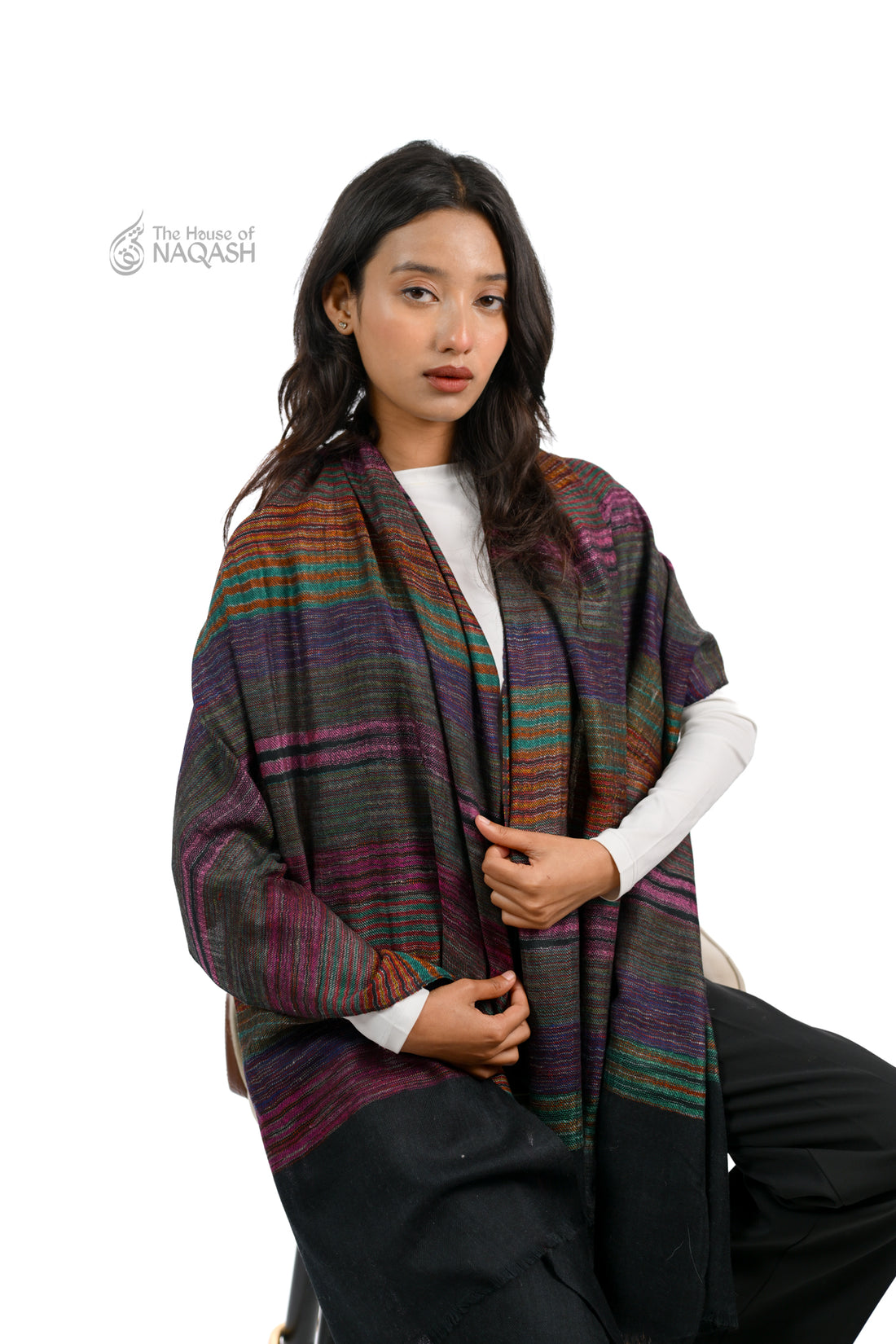 Posh Black Elegant Striped Wrap