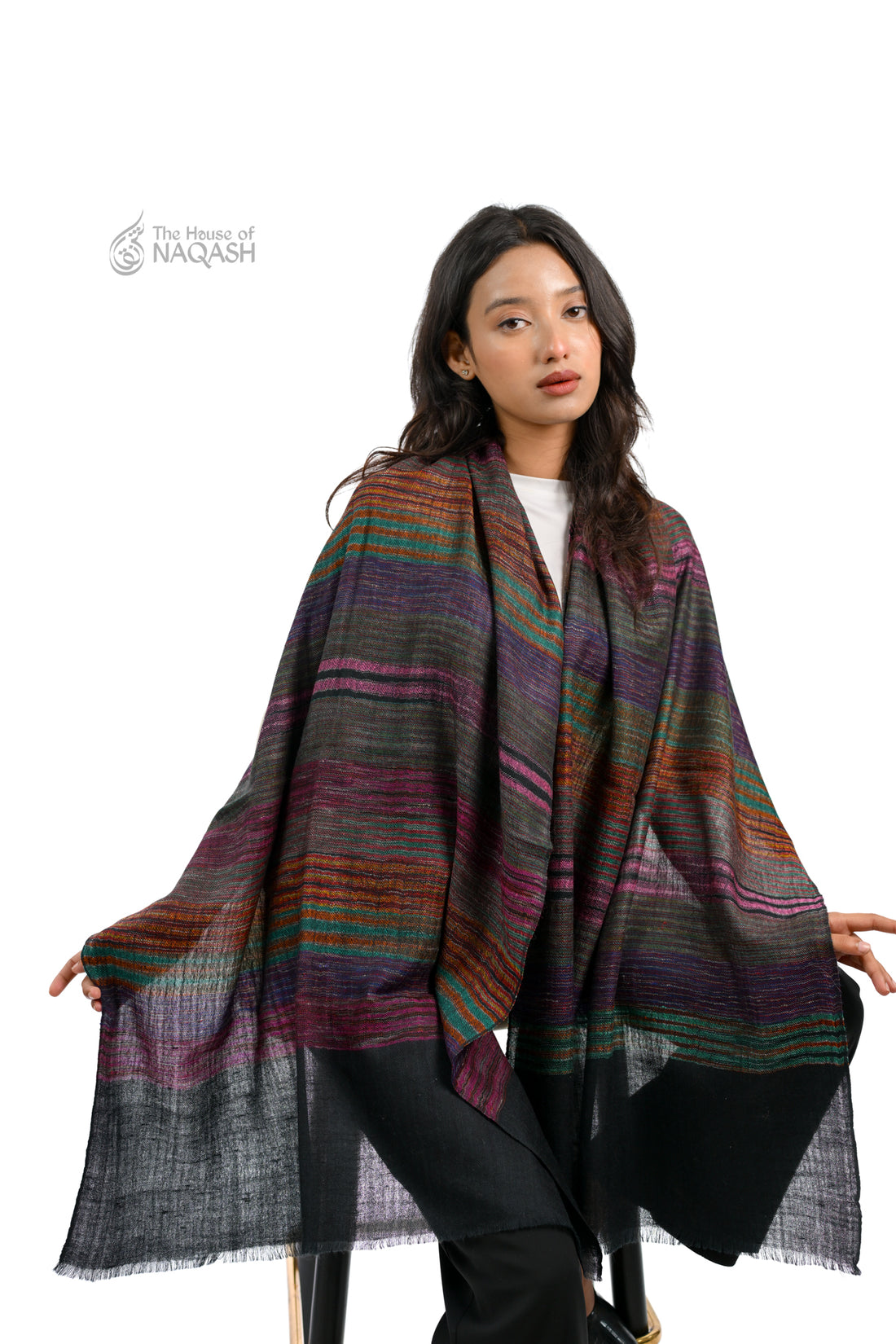 Posh Black Elegant Striped Wrap