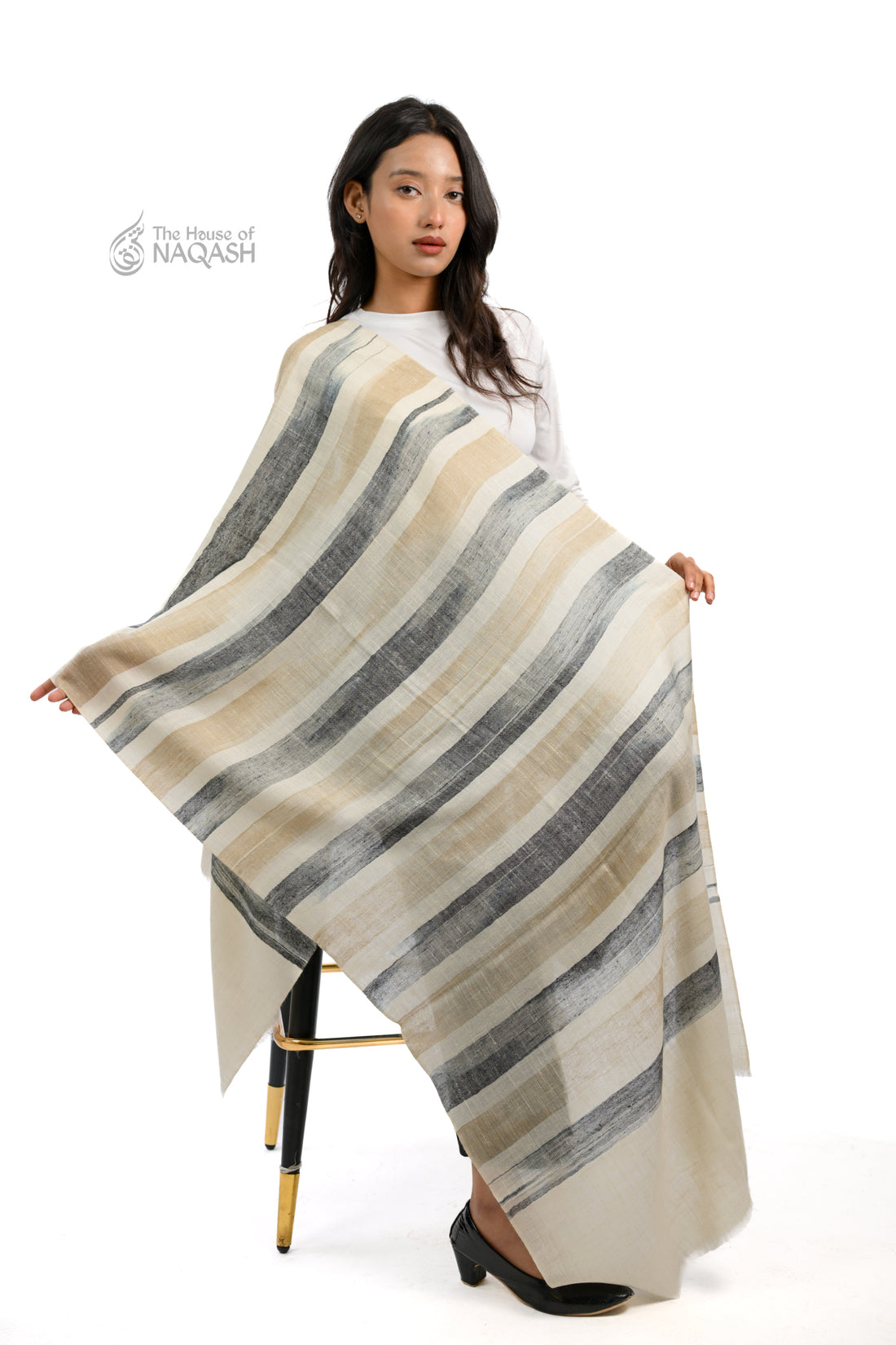 Ashen Cream and Grey Wrap