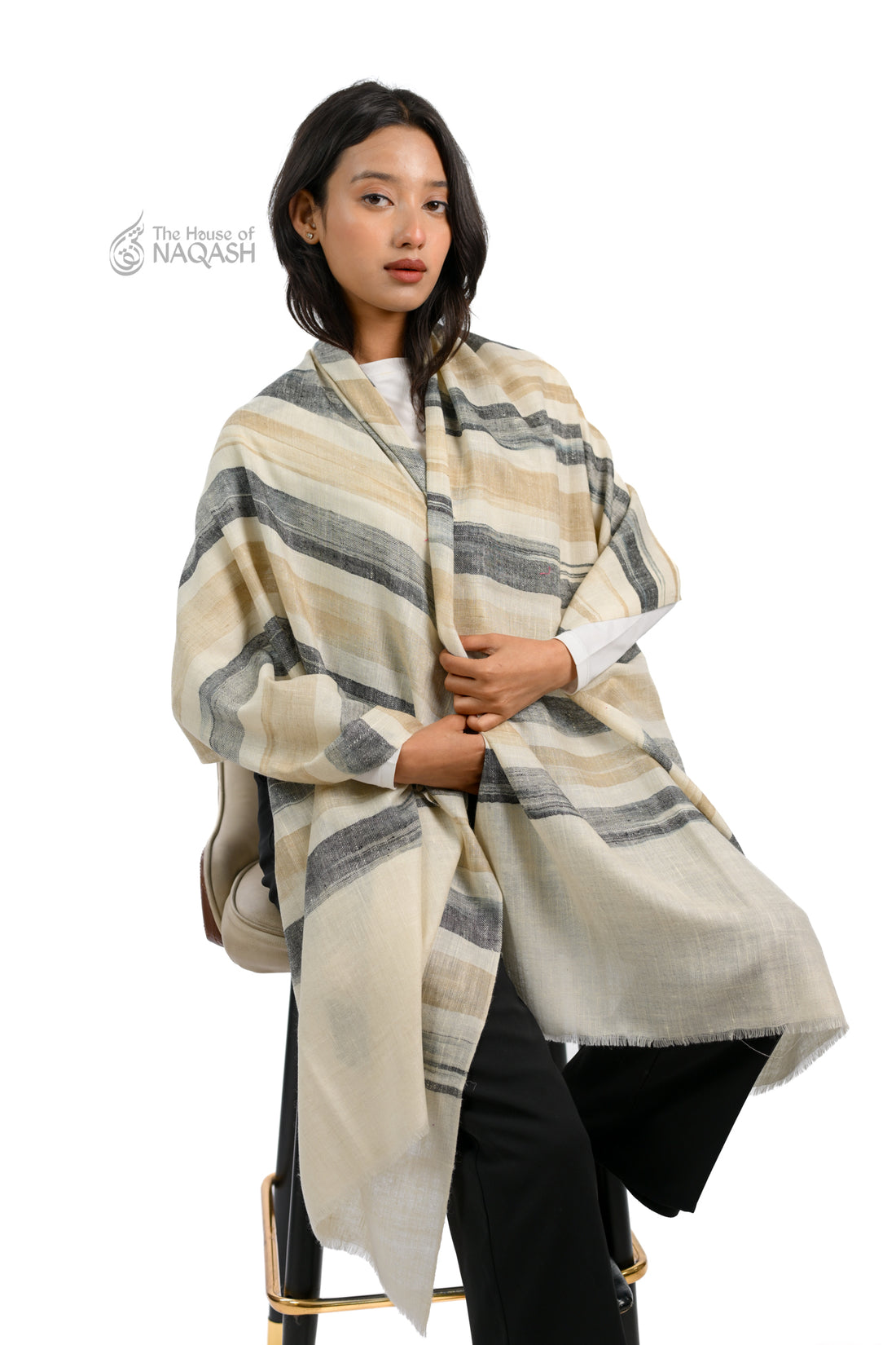 Ashen Cream and Grey Wrap